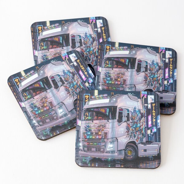 Item preview, Mecha Anime Itasha Truck - Cyberpunk Neon City Rain designed and sold by JDMTokyoStore.