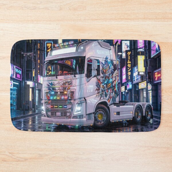 Item preview, Mecha Anime Itasha Truck - Cyberpunk Neon City Rain designed and sold by JDMTokyoStore.