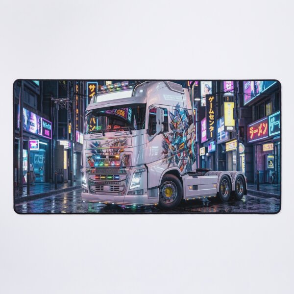 Item preview, Mecha Anime Itasha Truck - Cyberpunk Neon City Rain designed and sold by JDMTokyoStore.