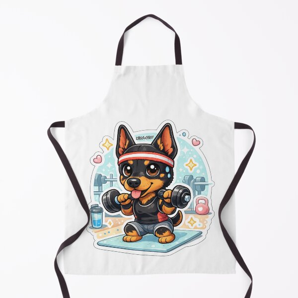 Item preview, Kawaii Doberman Gym Sticker – Cute Fitness Dog Lifting Dumbbells designed and sold by ahfas86.