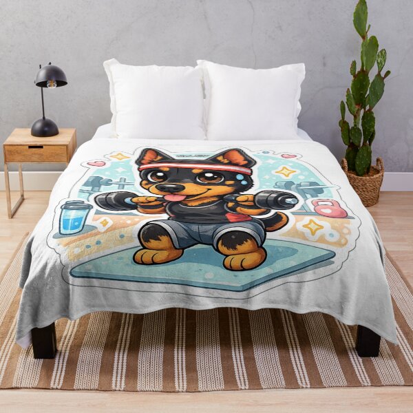 Item preview, Kawaii Doberman Gym Sticker – Cute Fitness Dog Lifting Dumbbells designed and sold by ahfas86.