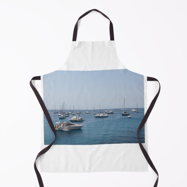 Item preview, Boats and Yachts Anchored in a Turquoise Bay by a Rocky Coastline on a Sunny Summer Day designed and sold by Nmallia.