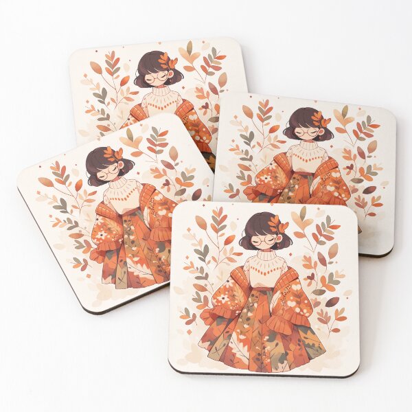Item preview, Herbst Anime Girl – Cozy Autumn Aesthetic Illustration designed and sold by madkiitten.