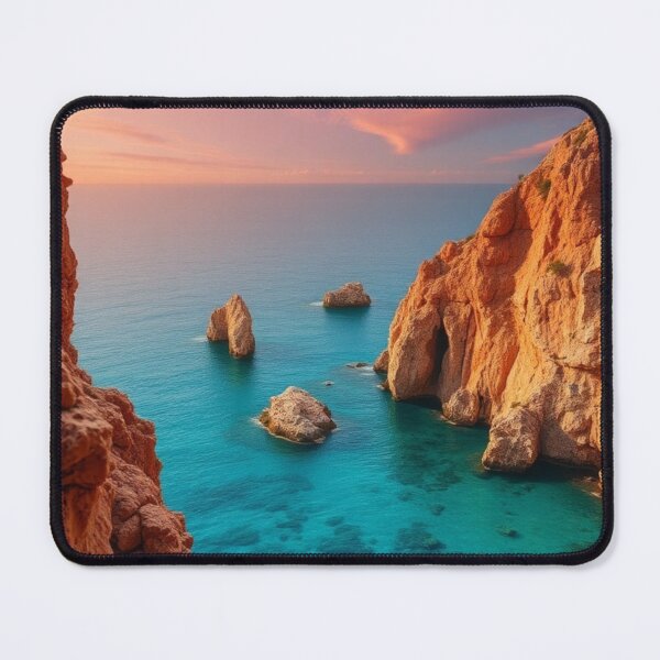 Item preview, Sunset Over Mediterranean Cliffs and Turquoise Waters designed and sold by Vida e Arte.