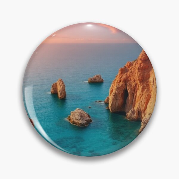 Item preview, Sunset Over Mediterranean Cliffs and Turquoise Waters designed and sold by Vida e Arte.