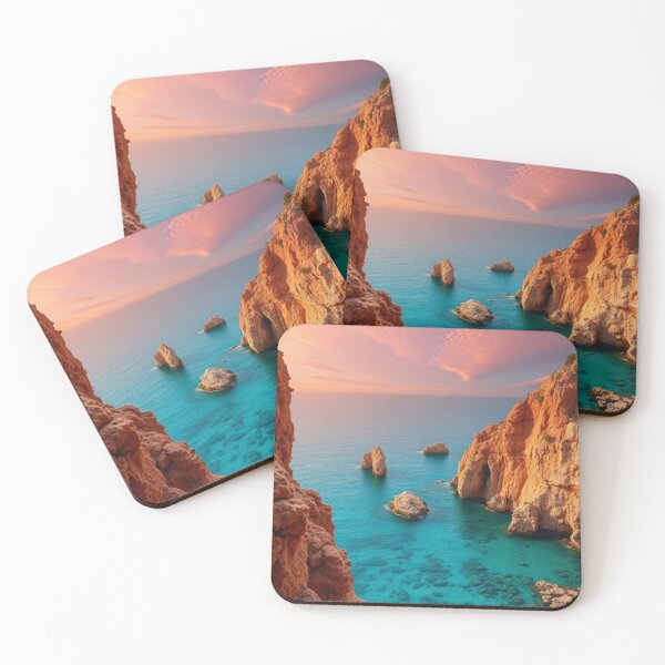 Item preview, Sunset Over Mediterranean Cliffs and Turquoise Waters designed and sold by Jade Ado.