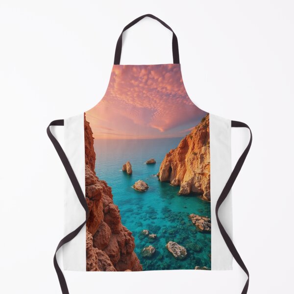 Item preview, Sunset Over Mediterranean Cliffs and Turquoise Waters designed and sold by Vida e Arte.