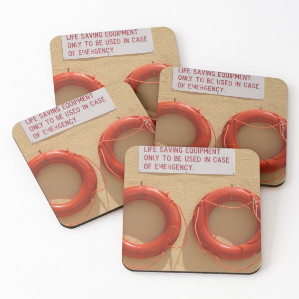Item preview, Two Orange Lifebuoys Mounted Under Life Saving Equipment Emergency Sign On Wall designed and sold by Nmallia.