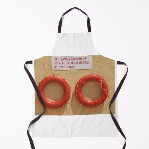 Item preview, Two Orange Lifebuoys Mounted Under Life Saving Equipment Emergency Sign On Wall designed and sold by Nmallia.