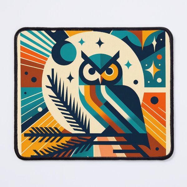 Item preview, Geometric Owl Under Moon and Stars designed and sold by InkSmithery.