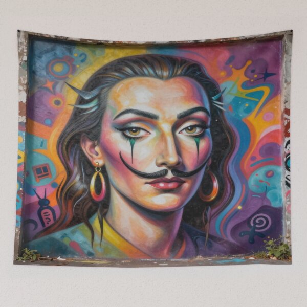 Artikelvorschau, Surreal Street Art Portrait with Bold Colors and Modern Urban Vibes entworfen und verkauft von FotoworldEdel.