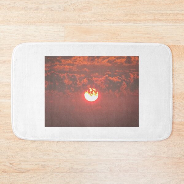 Item preview, Dramatic Orange Sunset Sun Behind Clouds Over Hazy Sky With Glowing Horizon designed and sold by Nmallia.
