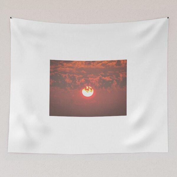 Item preview, Dramatic Orange Sunset Sun Behind Clouds Over Hazy Sky With Glowing Horizon designed and sold by Nmallia.