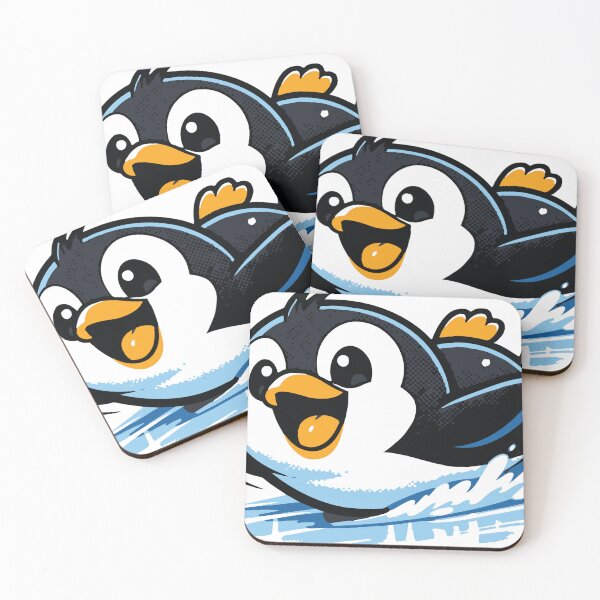 Item preview, A playful penguin enjoying sliding on ice. Energetic and fun sticker or merch design. designed and sold by Dejbar.