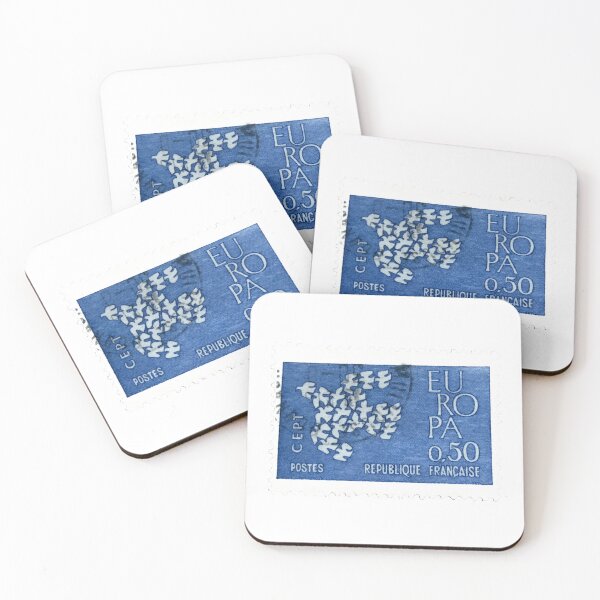 Item preview, French White Doves Blue Vintage Postage Stamp designed and sold by red-amber65.