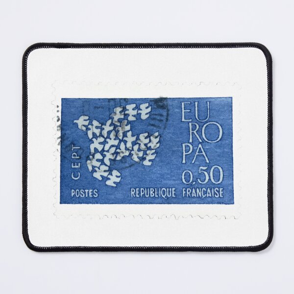 Item preview, French White Doves Blue Vintage Postage Stamp designed and sold by red-amber65.