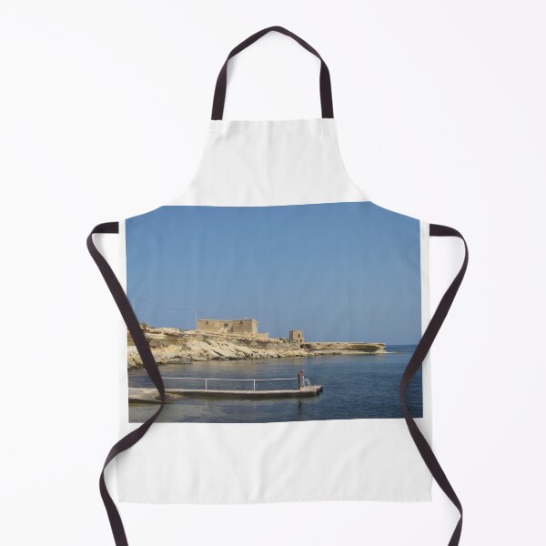 Item preview, Solitary Man On Pier Near Historic Coastal Fort Over Calm Mediterranean Sea On Sunny Day designed and sold by Nmallia.