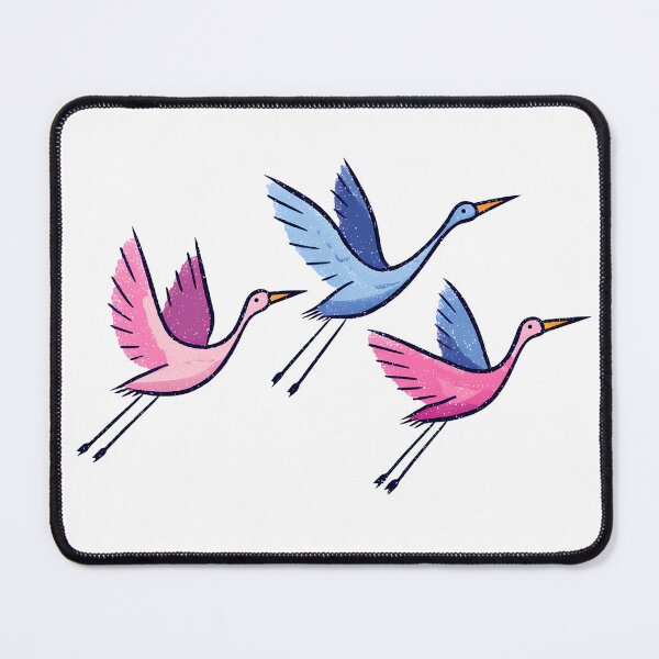 Item preview, Pastel Flying Cranes Trio - Cute Whimsical Bird Art Print designed and sold by DesignArtist.ia.