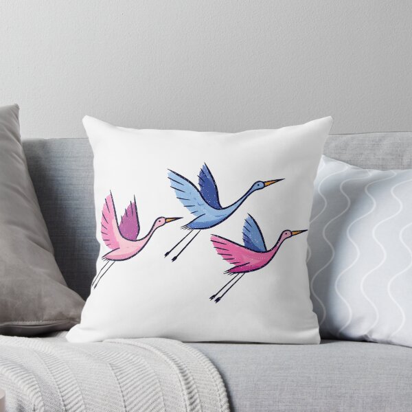Item preview, Pastel Flying Cranes Trio - Cute Whimsical Bird Art Print designed and sold by DesignArtist.ia.