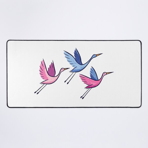 Item preview, Pastel Flying Cranes Trio - Cute Whimsical Bird Art Print designed and sold by DesignArtist.ia.