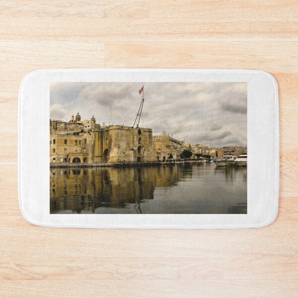 Item preview, Historic Waterfront Fortress and Yacht Harbor in Valletta, Malta With Calm Reflections designed and sold by Nmallia.