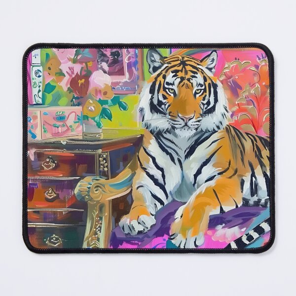 Item preview, Grandmillennial art, Tiger in preppy chinoiserie interior designed and sold by SophieClimaArt.
