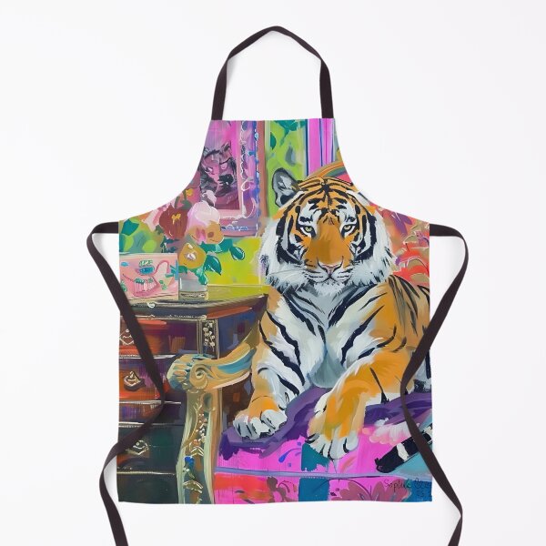 Item preview, Grandmillennial art, Tiger in preppy chinoiserie interior designed and sold by SophieClimaArt.