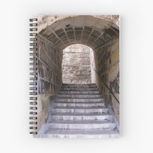 Item preview, Stone Staircase Leading Through Arched Tunnel Toward Light in Historic Fortress Passage designed and sold by Nmallia.