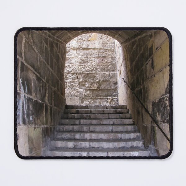 Item preview, Stone Staircase Leading Through Arched Tunnel Toward Light in Historic Fortress Passage designed and sold by Nmallia.