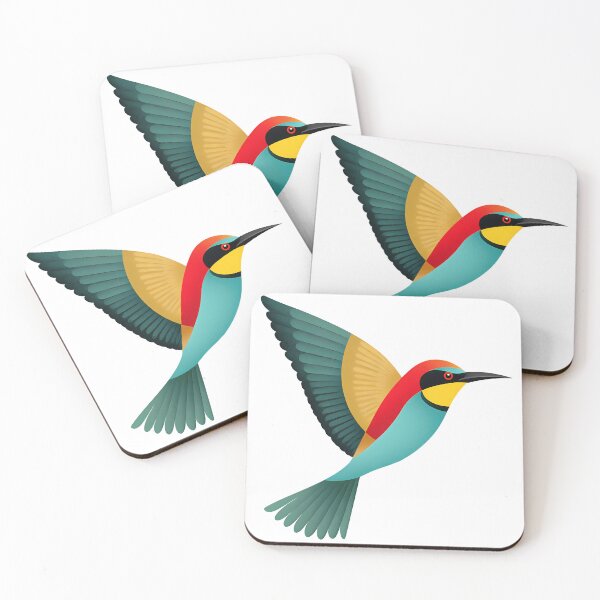 Item preview, Colorful Bee-Eater Bird Flight - Vibrant Folk Art Nature Print designed and sold by DesignArtist.ia.