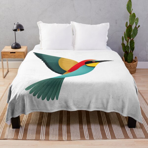 Item preview, Colorful Bee-Eater Bird Flight - Vibrant Folk Art Nature Print designed and sold by DesignArtist.ia.