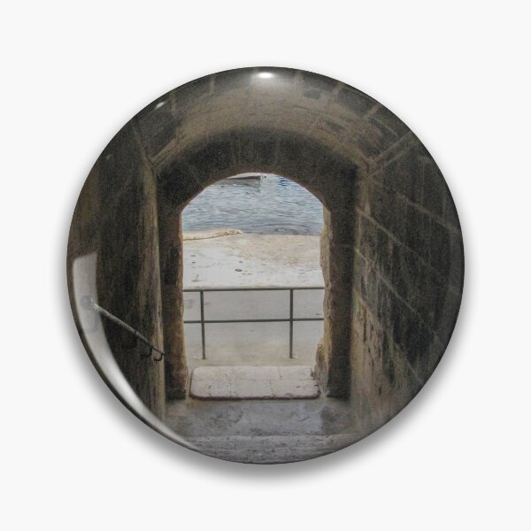 Item preview, Stone Staircase Leading Through Arched Tunnel Toward Light in Historic Fortress Passage designed and sold by Nmallia.