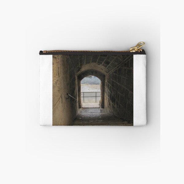Item preview, Stone Staircase Leading Through Arched Tunnel Toward Light in Historic Fortress Passage designed and sold by Nmallia.