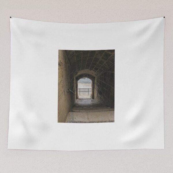 Item preview, Stone Staircase Leading Through Arched Tunnel Toward Light in Historic Fortress Passage designed and sold by Nmallia.