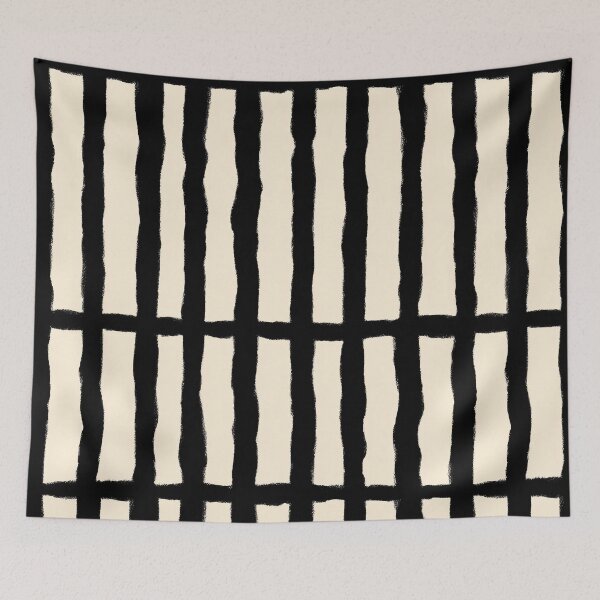 Item preview, Japandi Black Cream Organic Stripes designed and sold by bubblegoth.