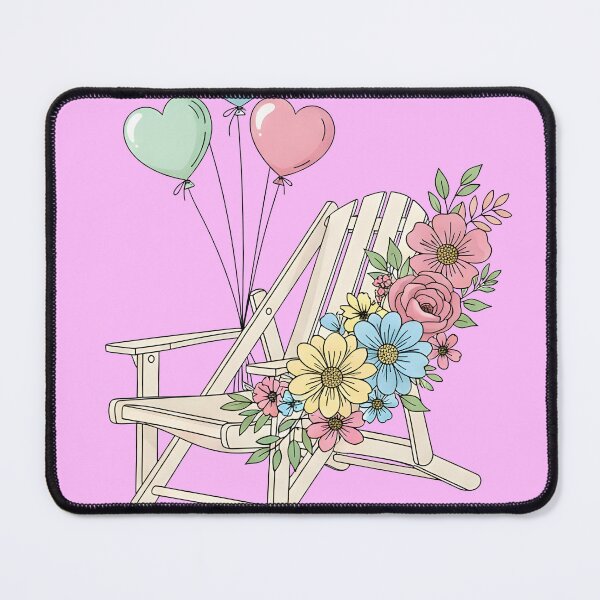 Item preview, Mom Deserves a Day at the Beach – Beach Chair with Flowers and Heart Balloons designed and sold by Sea Gem.