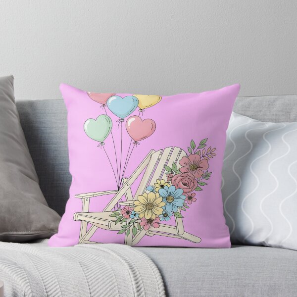 Item preview, Mom Deserves a Day at the Beach – Beach Chair with Flowers and Heart Balloons designed and sold by Sea Gem.