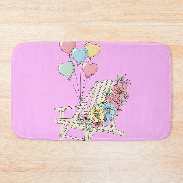 Item preview, Mom Deserves a Day at the Beach – Beach Chair with Flowers and Heart Balloons designed and sold by Sea Gem.