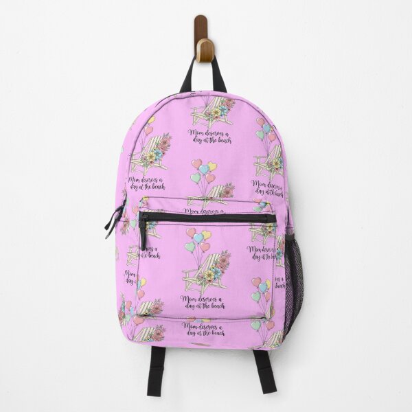 Item preview, Mom Deserves a Day at the Beach – Beach Chair with Flowers and Heart Balloons designed and sold by Sea Gem.