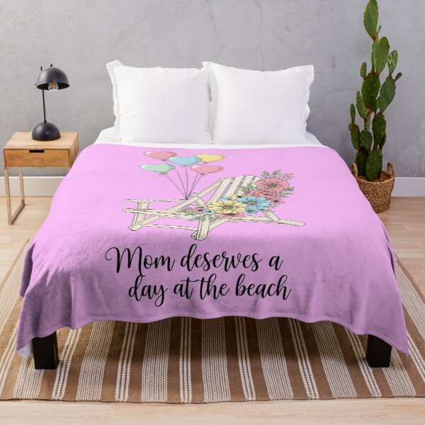 Item preview, Mom Deserves a Day at the Beach – Beach Chair with Flowers and Heart Balloons designed and sold by Sea Gem.