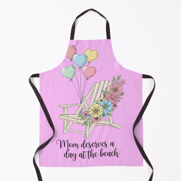 Item preview, Mom Deserves a Day at the Beach – Beach Chair with Flowers and Heart Balloons designed and sold by Sea Gem.
