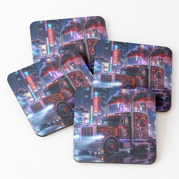 Item preview, Classic Cyberpunk Truck - Red Neon Rain Neo Tokyo designed and sold by JDMTokyoStore.