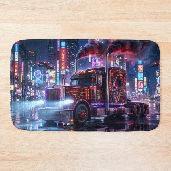 Item preview, Classic Cyberpunk Truck - Red Neon Rain Neo Tokyo designed and sold by JDMTokyoStore.