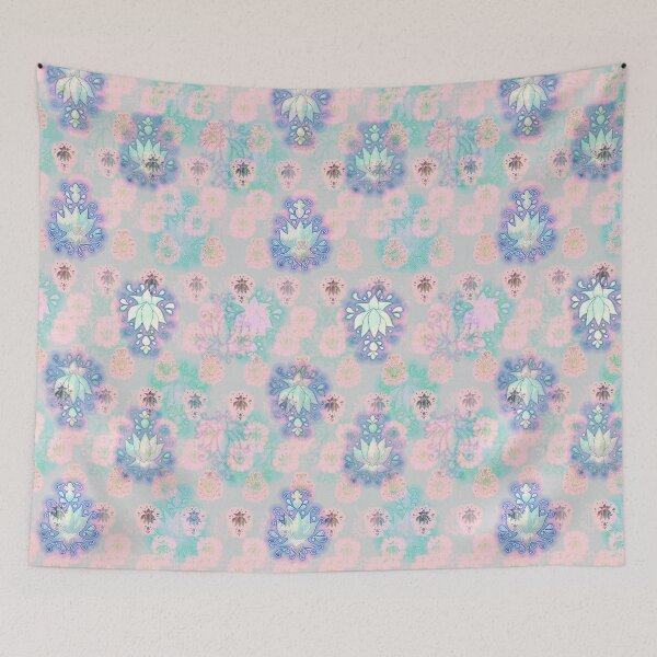 Item preview, Lotus flower powder pink woodblock pattern designed and sold by evalundbergline.