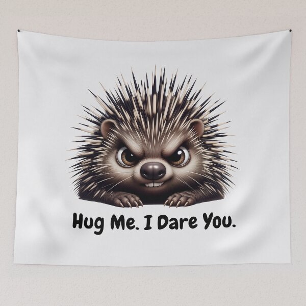 Item preview, Funny Porcupine "Hug Me. I Dare You." - Sarcastic Humor designed and sold by QuirkySpark.