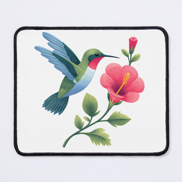 Item preview, Hummingbird & Hibiscus Watercolor - Vibrant Tropical Bird Art Print designed and sold by DesignArtist.ia.