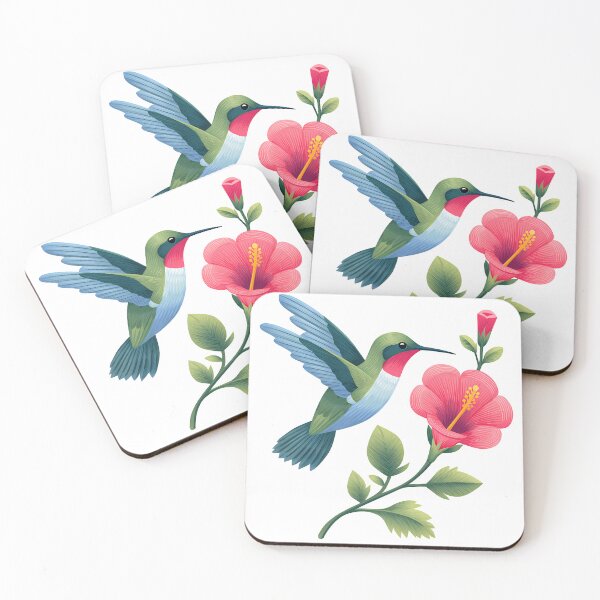 Item preview, Hummingbird & Hibiscus Watercolor - Vibrant Tropical Bird Art Print designed and sold by DesignArtist.ia.