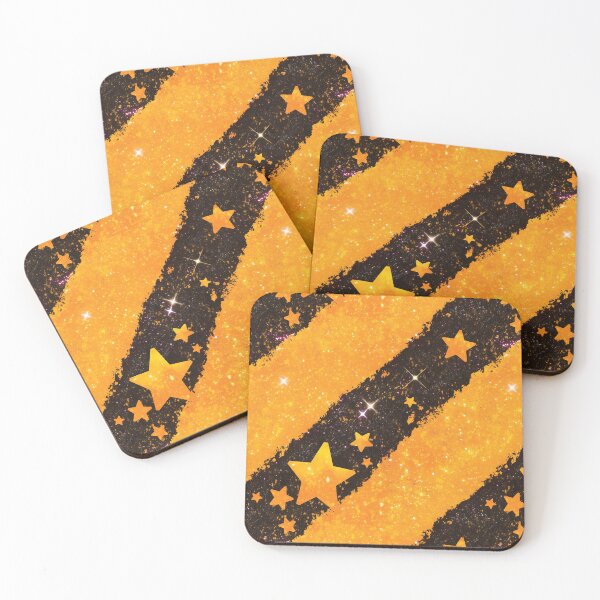 Item preview, Orange Glitter Star Stripe Pattern designed and sold by bubblegoth.