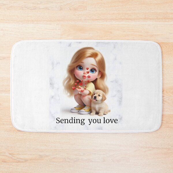 Item preview, Sending You Love – Cute Girl with Golden Puppy Illustration designed and sold by HALYNA070824.