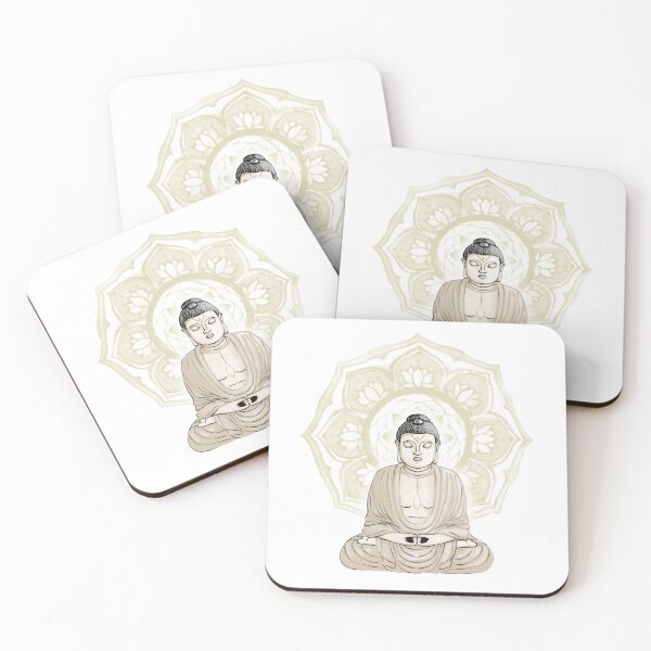 Item preview, Buddha Padma Watercolor - Fawn Coal Dove - Gold Halo designed and sold by Irene Estelle.